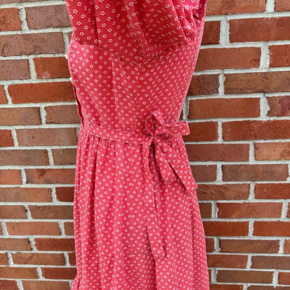 Vintage Candi Jones California Red Floral Print Long Sleeve Dress Ruffles Lace - Picture 6 of 9